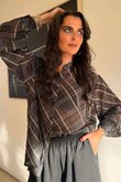 Ainsley Plaid Chiffon Blouse Black